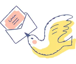 鳥がメールを運んでいるイラスト