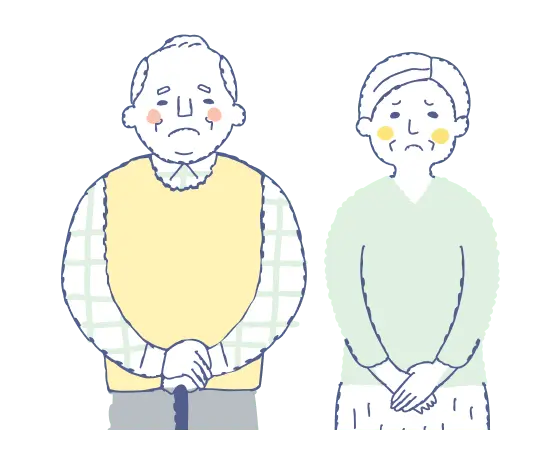ご年配のご夫婦が悩んでいるイラスト