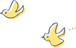 2羽の小鳥が飛んでいるイラスト